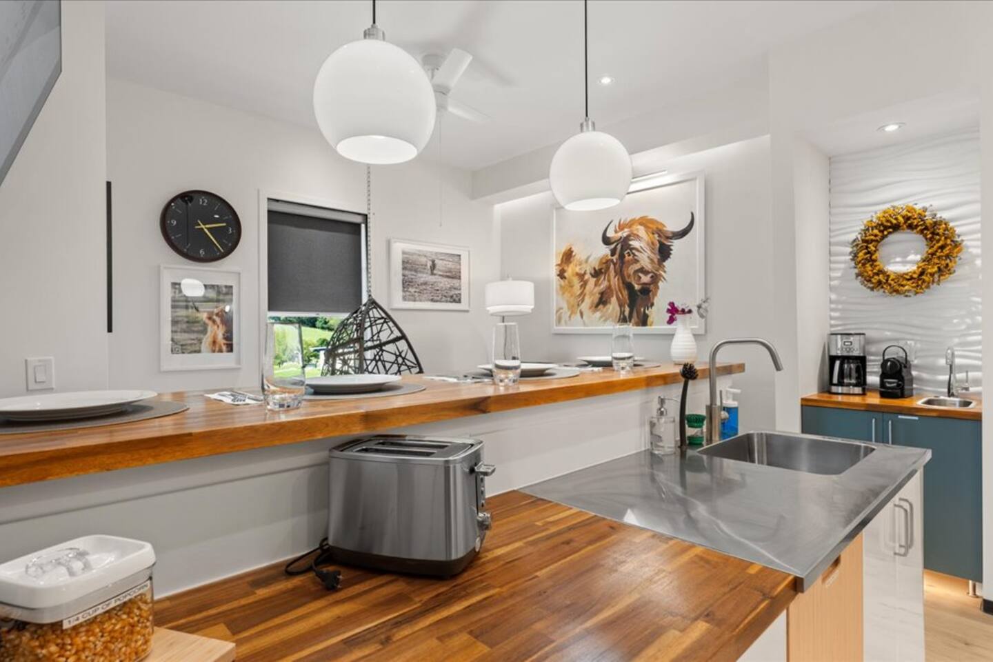 Barndo 1AN at Cedar Pond Farms in Jefferson City — a one-bedroom barndominium suite on a working farm with Scottish Highland cattle.