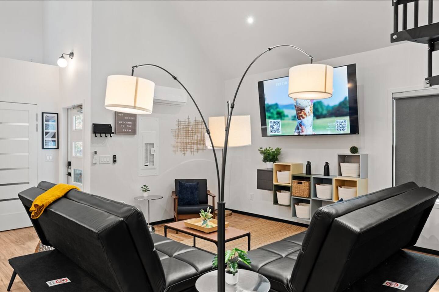 Inside Barndo 1B, a three-bedroom barndominium at Cedar Pond Farms — our fluffy Highland cow farm just outside the Smoky Mountains.