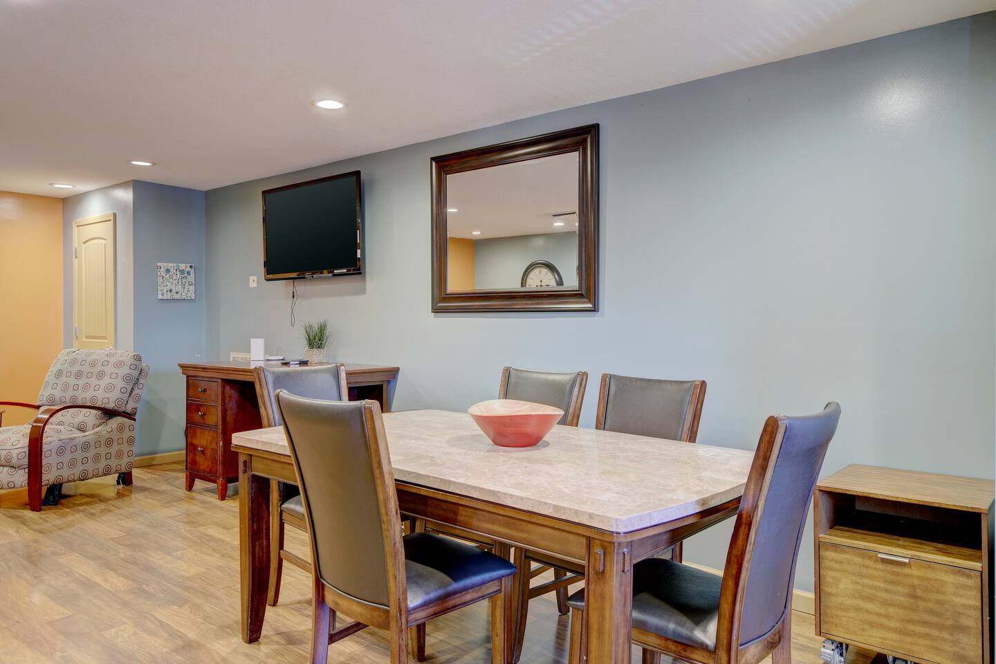 Executive Apartment A at Cedar Pond Farms in New Market — a European-style apartment on a working farm with Scottish Highland cattle.