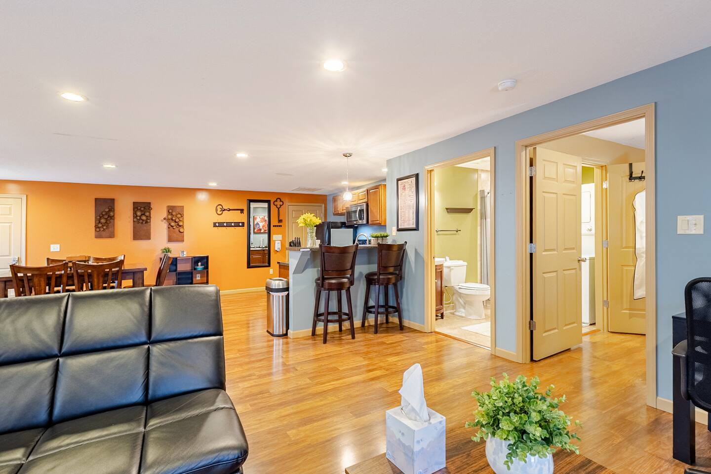 Inside Executive Apartment B, a European-style apartment at Cedar Pond Farms — our fluffy Highland cow farm just outside the Smoky Mountains.