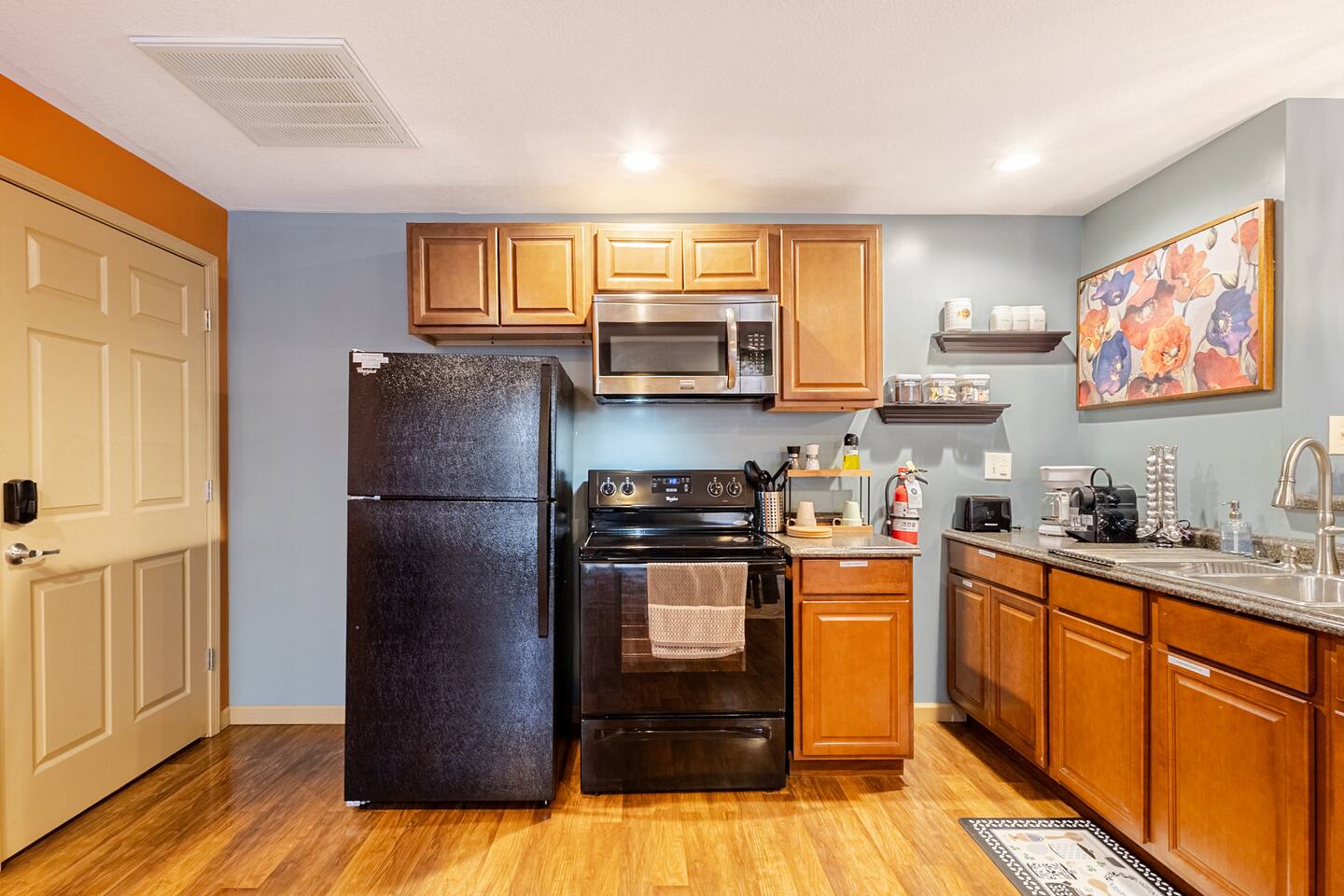 Executive Apartment B at Cedar Pond Farms in New Market — a European-style apartment on a working farm with Scottish Highland cattle.