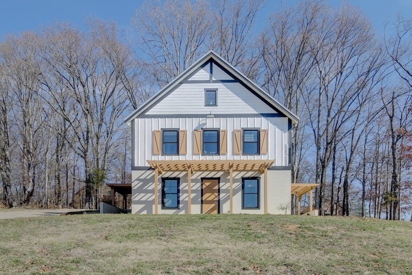 Inside Barndo 2 · Entire Building, a whole-barndominium rental at Cedar Pond Farms — our fluffy Highland cow farm just outside the Smoky Mountains.
